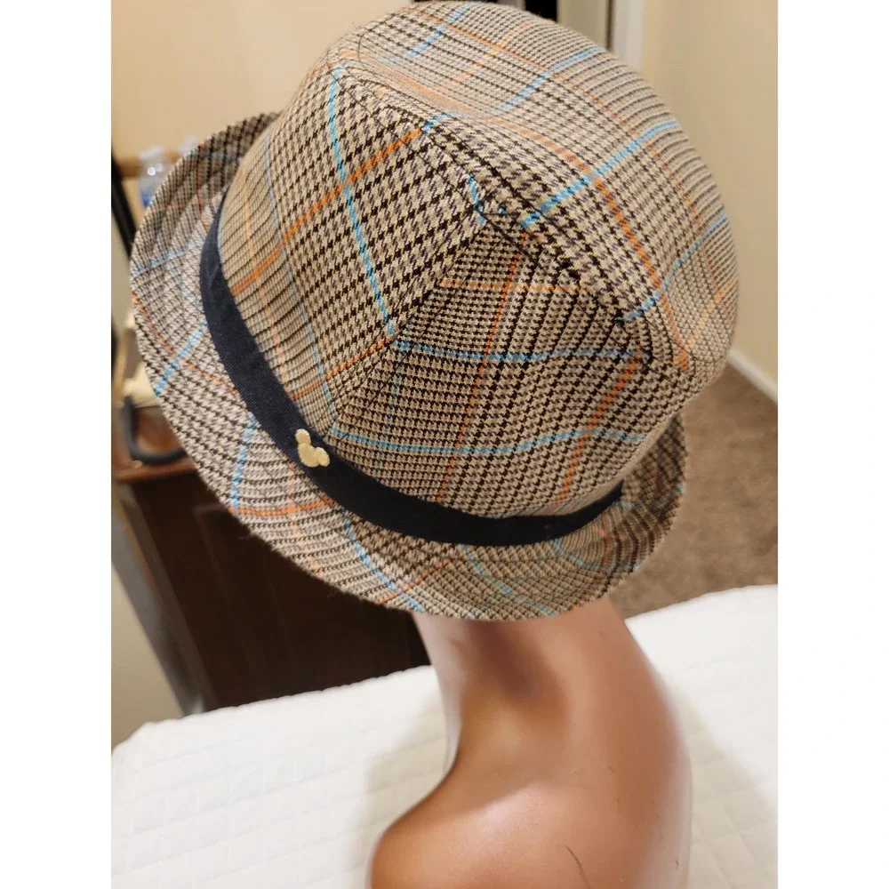 Disney Parks Mickey Mouse Brown Blue‎ Orange Houndstooth Fedora Hat Grandpacore